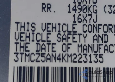 2019 Toyota Tacoma Sr V6 z USA, uszkodzony, nr VIN 3TMCZ5AN4KM223135